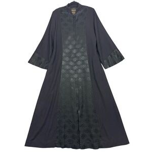 Abbott Hall Clergy Priest Robe M Black Brocade Cross Panels Made USA MSRP $399